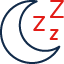 a moon with z's next to it, indicating they're sleeping