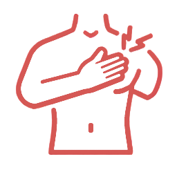 A person holding their hand over an aching chest