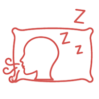 A person's head breathing while sleeping on a pillow